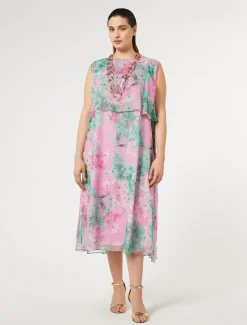 Marina Rinaldi Robe mi-longue en georgette ROSE Hot