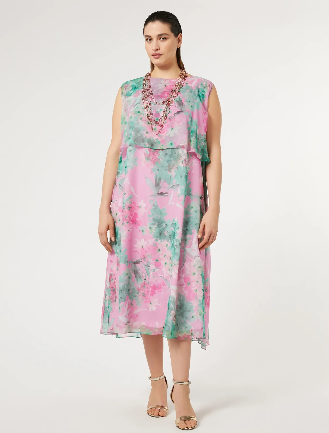 Marina Rinaldi Robe mi-longue en georgette ROSE Hot
