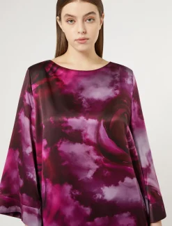 Marina Rinaldi Robe surdimensionnée en satin de soie BORDEAUX Discount