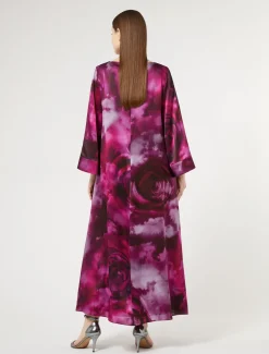 Marina Rinaldi Robe surdimensionnée en satin de soie BORDEAUX Discount