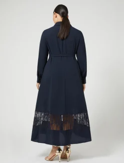 Marina Rinaldi Robe-chemise en crêpe avec broderie BLEUNUIT Online
