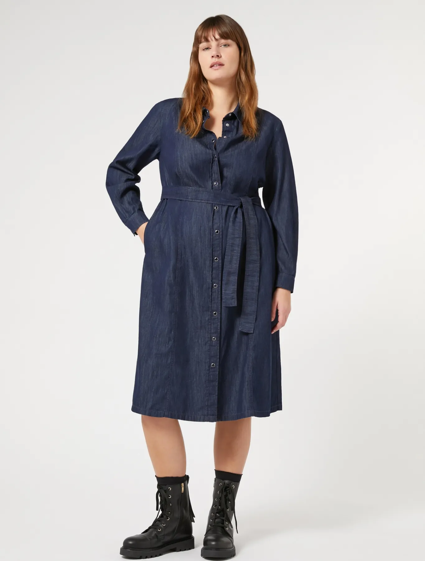 Marina Rinaldi Robe-chemise en denim léger BLEUNUIT Clearance