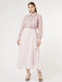 Marina Rinaldi Robe-chemise en dentelle et soie ROSE Fashion