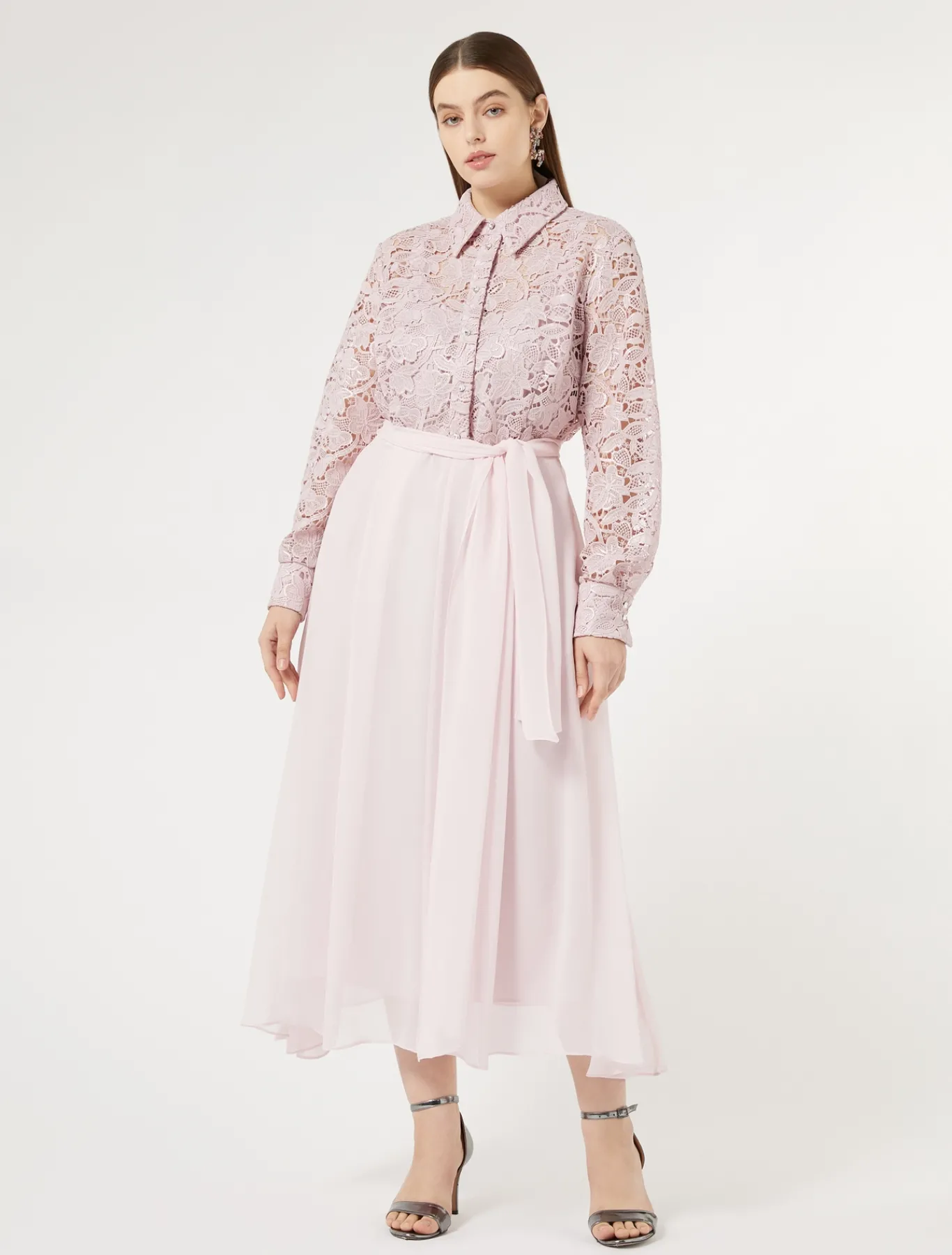 Marina Rinaldi Robe-chemise en dentelle et soie ROSE Fashion