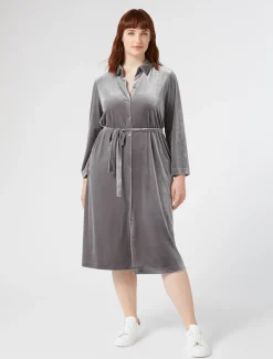 Marina Rinaldi Robe-chemise en jersey de velours GRISFONCE Online