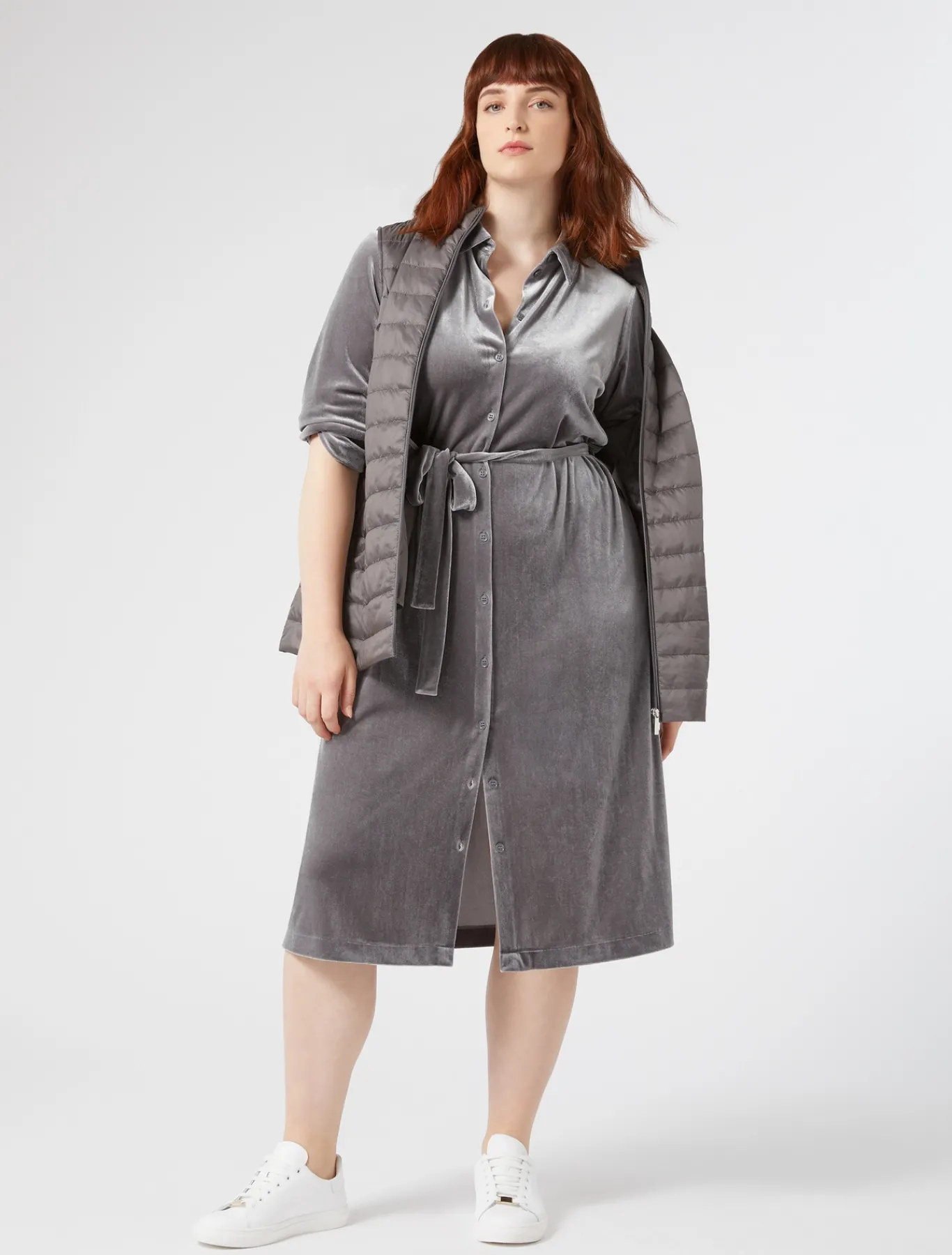 Marina Rinaldi Robe-chemise en jersey de velours GRISFONCE Online