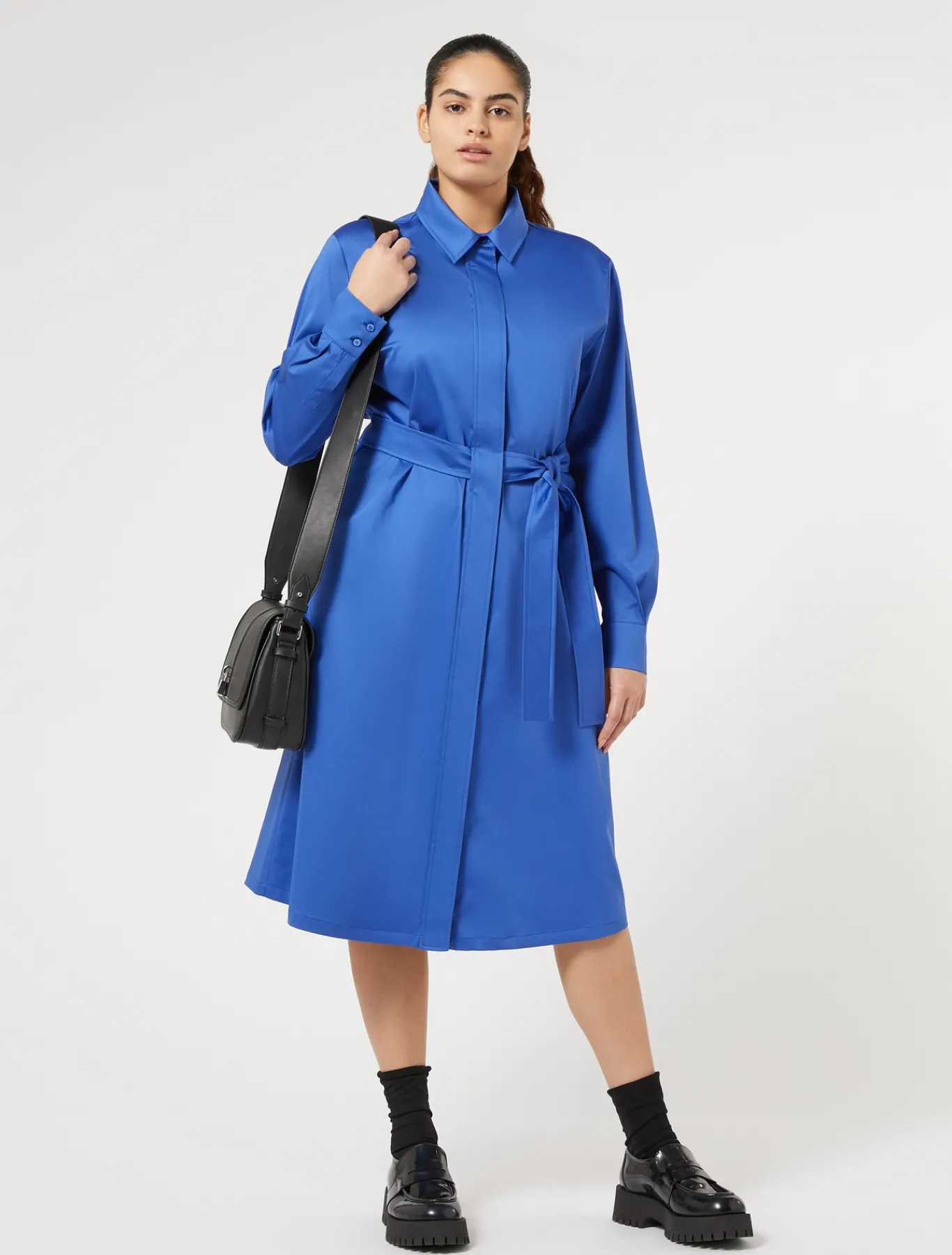 Marina Rinaldi Robe-chemise en satin stretch BLEUDECHINE Online