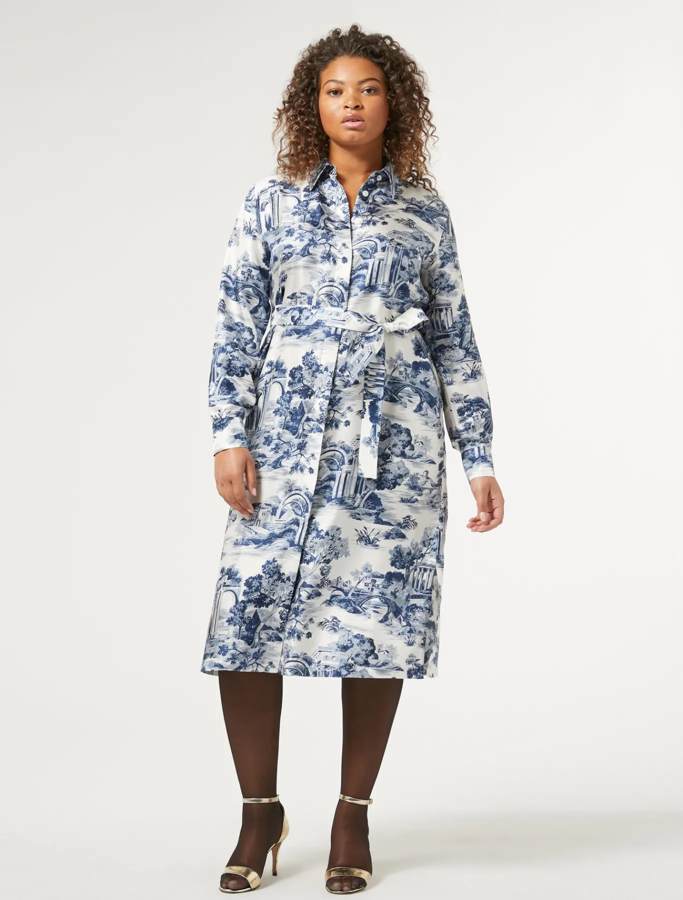 Marina Rinaldi Robe-chemise en sergé BLANCBLEU Clearance