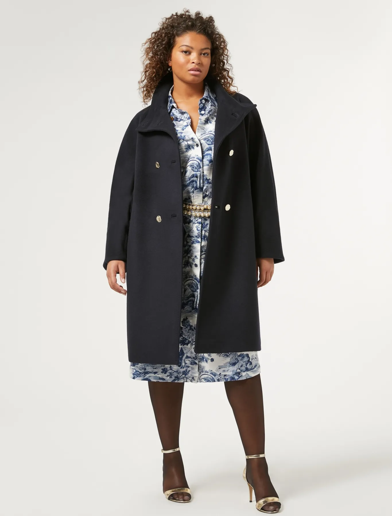 Marina Rinaldi Robe-chemise en sergé BLANCBLEU Clearance
