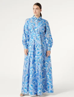 Marina Rinaldi Robe-chemise en soie BLEUET Sale