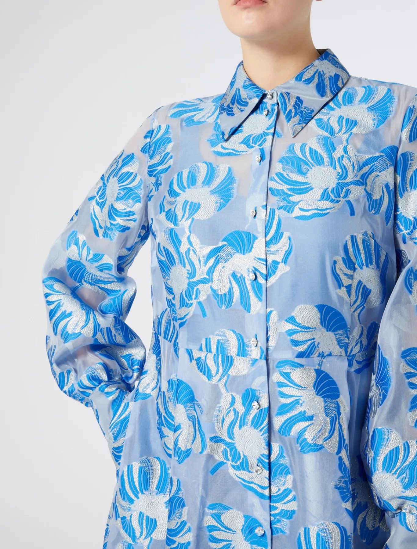 Marina Rinaldi Robe-chemise en soie BLEUET Sale