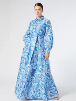 Marina Rinaldi Robe-chemise en soie BLEUET Sale