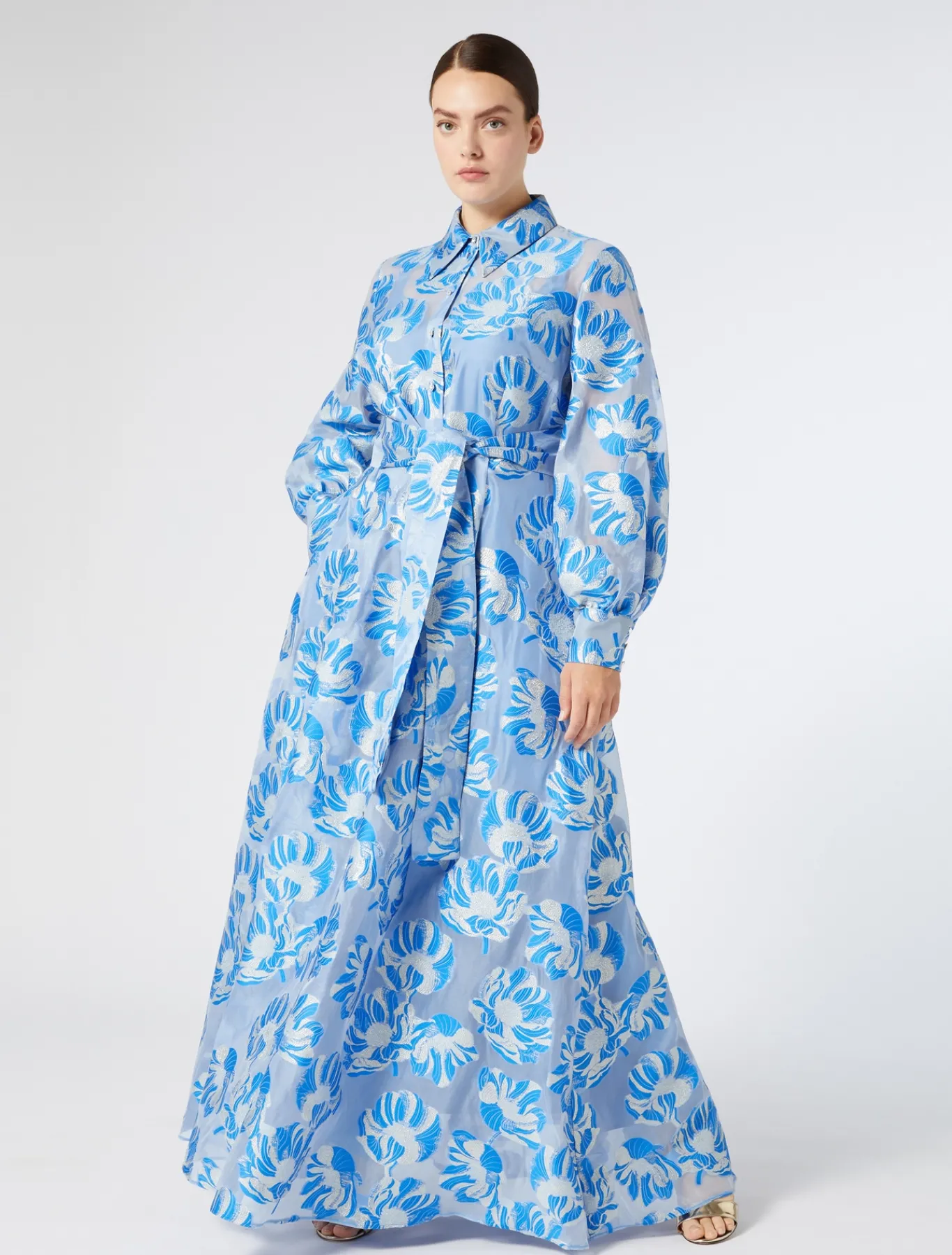 Marina Rinaldi Robe-chemise en soie BLEUET Sale