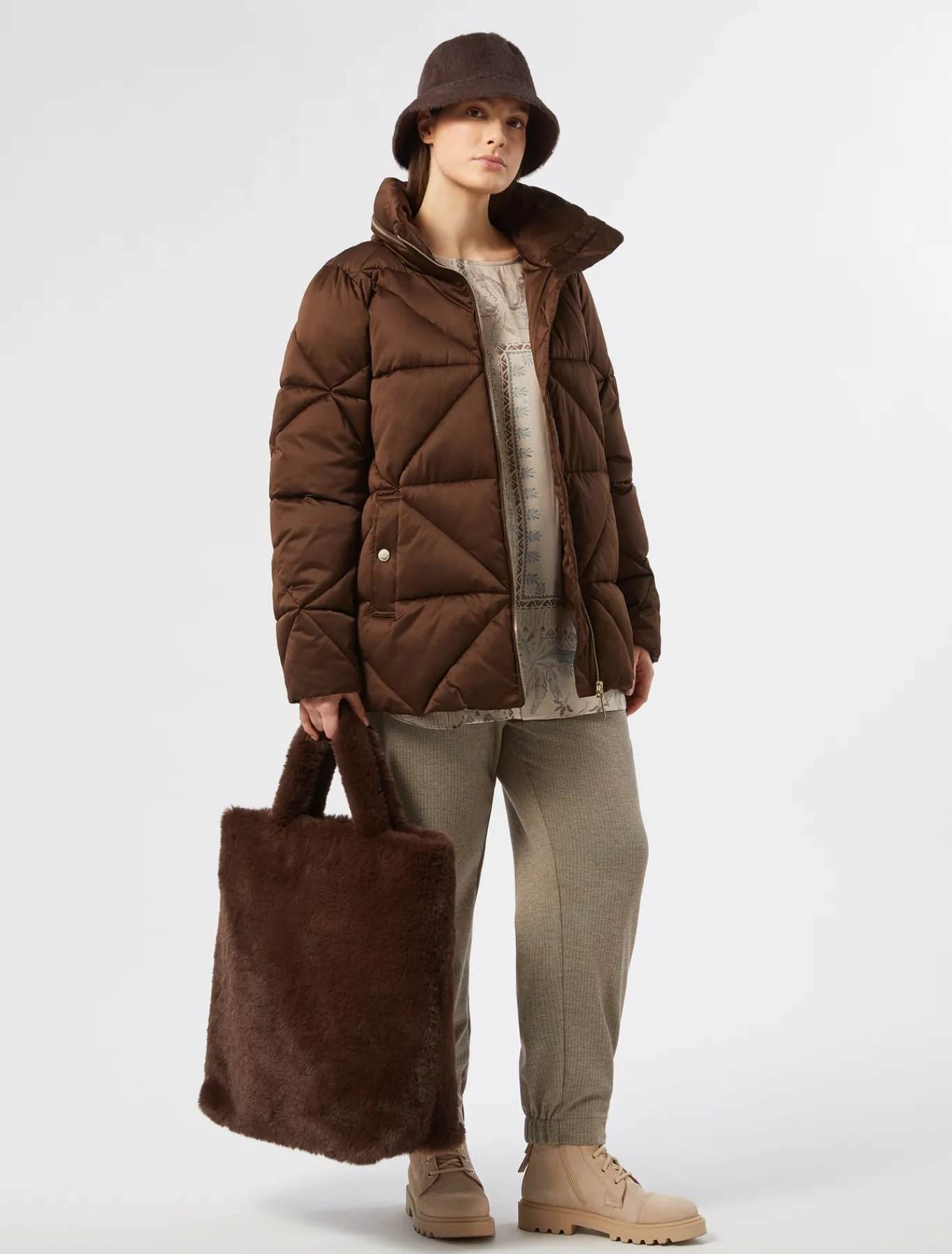 Marina Rinaldi Sac cabas à la texture douce MARRONFONCE Clearance