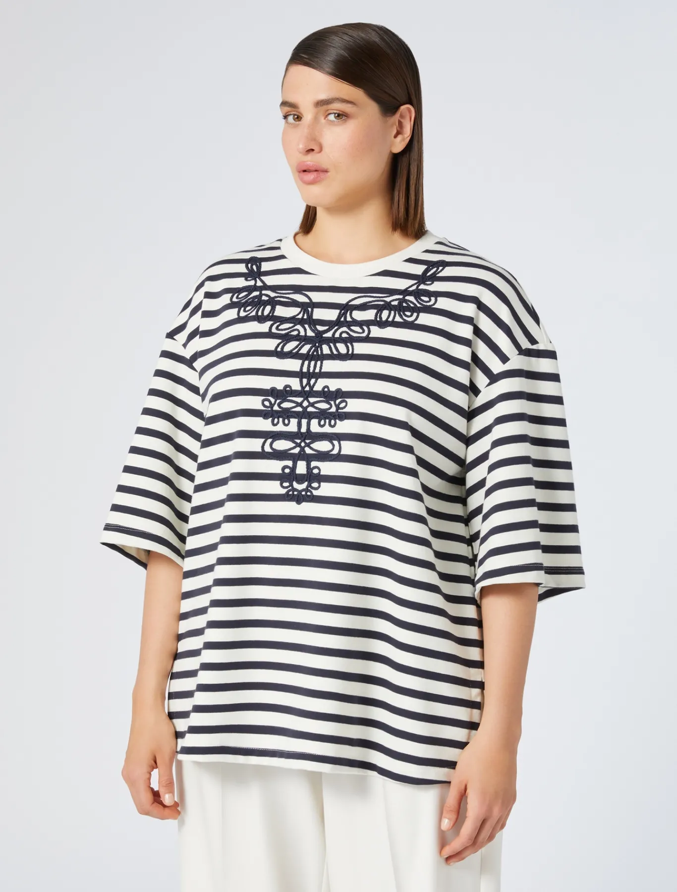Marina Rinaldi Sweat-shirt en jersey avec broderies IVOIRE Best