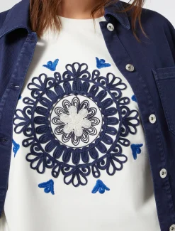Marina Rinaldi Sweat-shirt en jersey avec broderies IVOIRE Fashion
