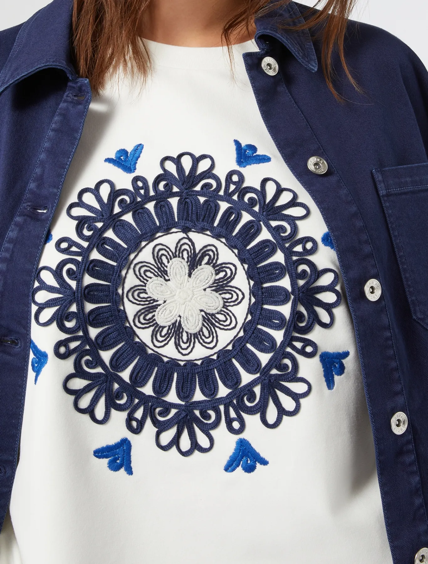Marina Rinaldi Sweat-shirt en jersey avec broderies IVOIRE Fashion