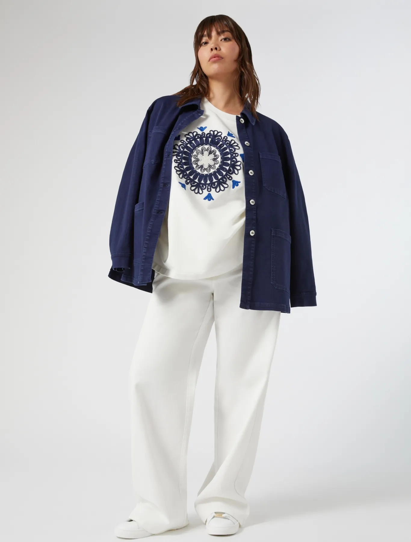 Marina Rinaldi Sweat-shirt en jersey avec broderies IVOIRE Fashion