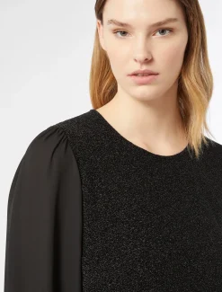 Marina Rinaldi Sweat-shirt en jersey lamé et georgette NOIR Fashion