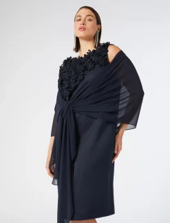Marina Rinaldi Étole en georgette BLEUNUIT Outlet