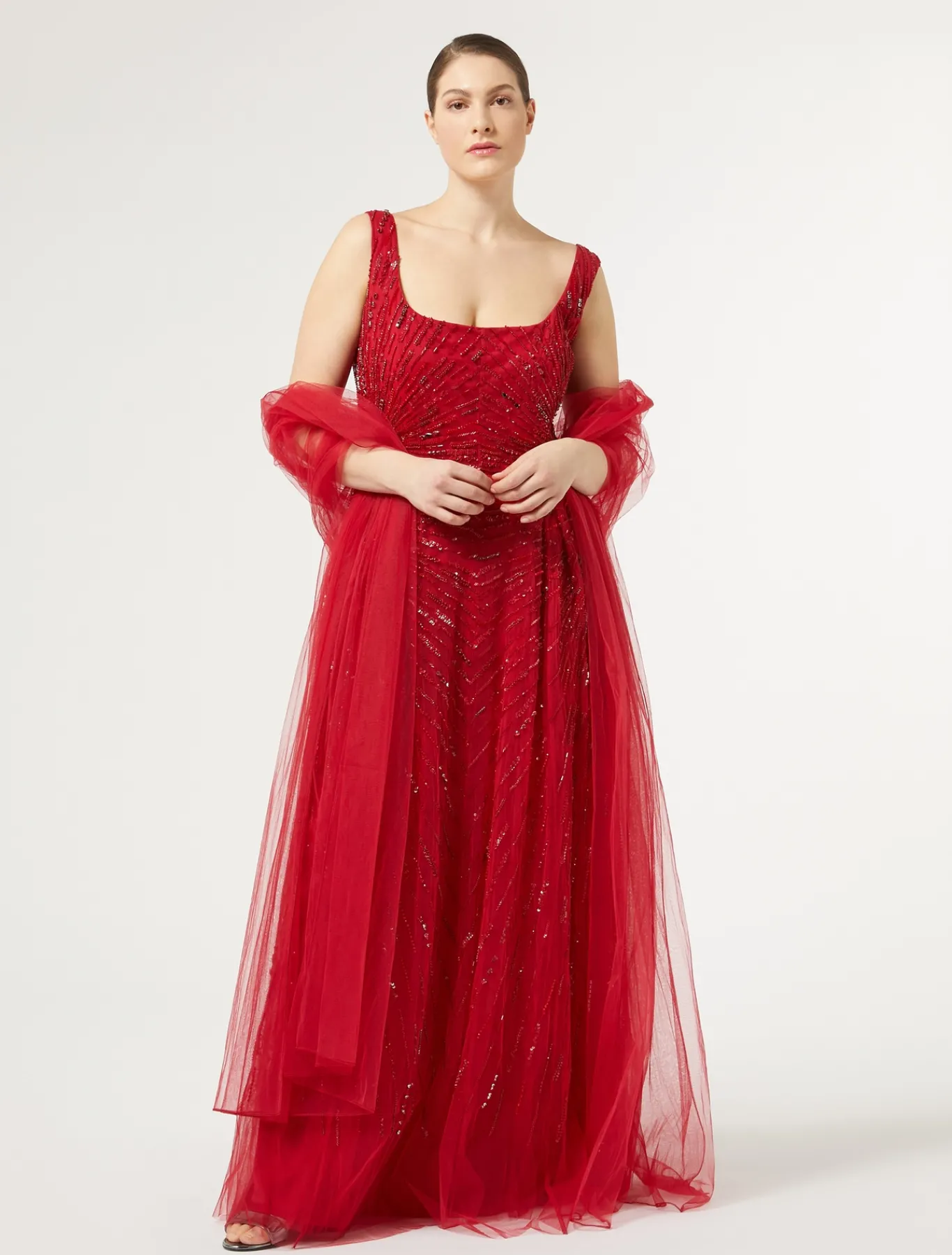 Marina Rinaldi Étole en tulle ROUGE Discount