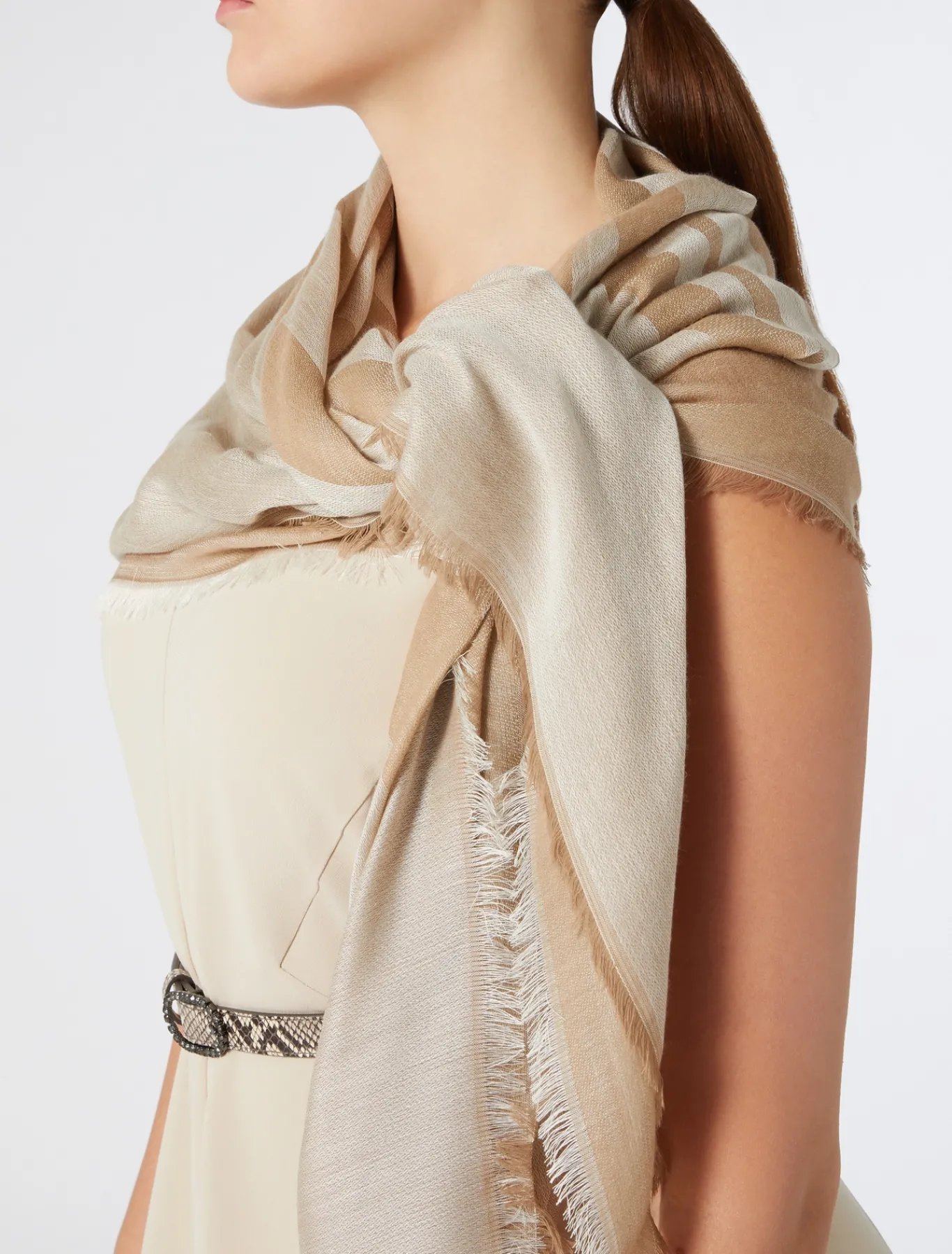 Marina Rinaldi Étole jacquard en cachemire mélangé BEIGE Online