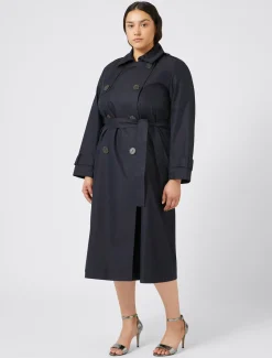Marina Rinaldi Trench-coat imperméable en coton mélangé BLEUNUIT Fashion