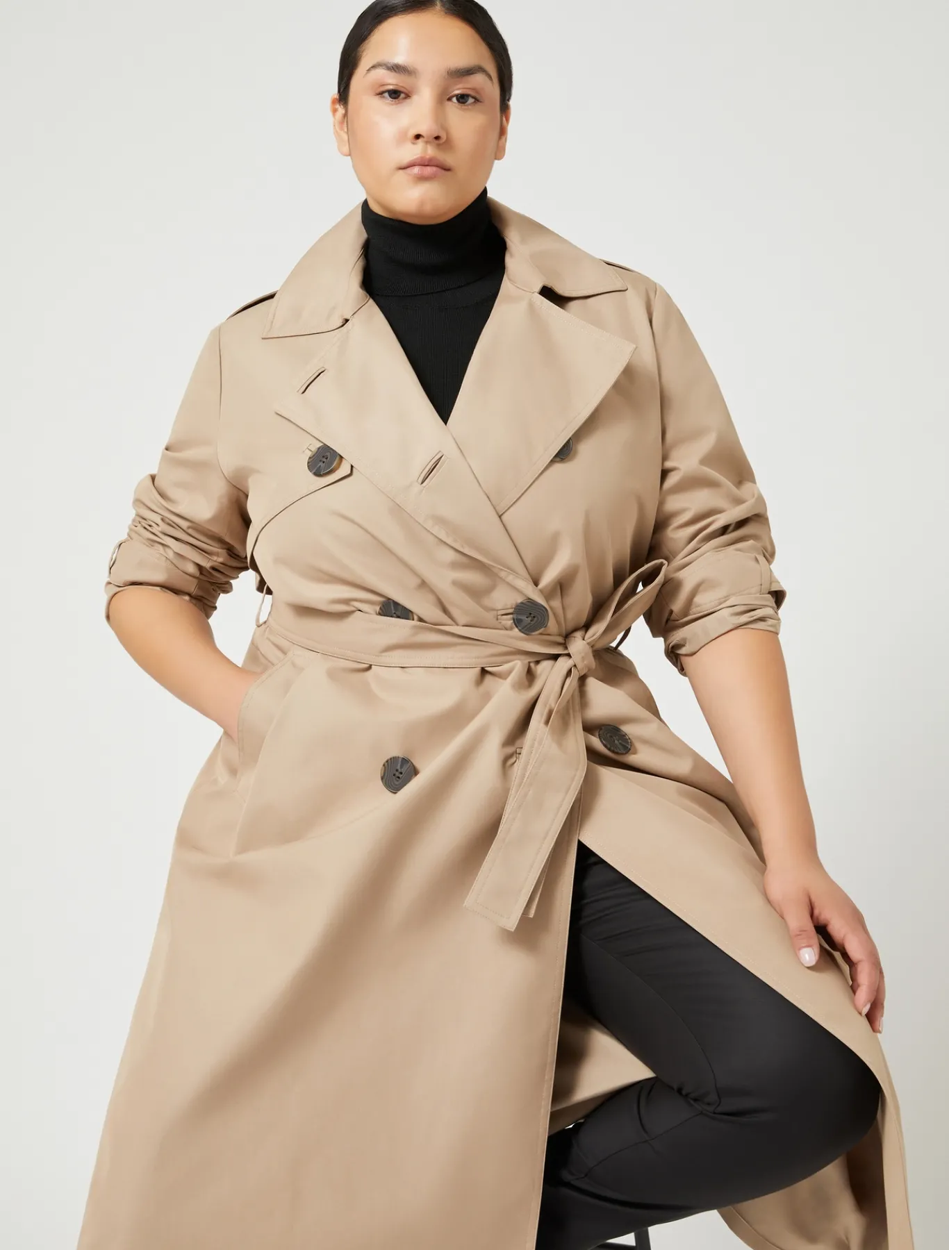 Marina Rinaldi Trench-coat imperméable en coton mélangé KAKI Hot