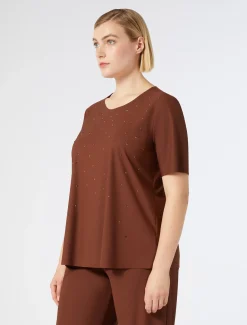 Marina Rinaldi T-shirt brodé en jersey CUIVRE Hot