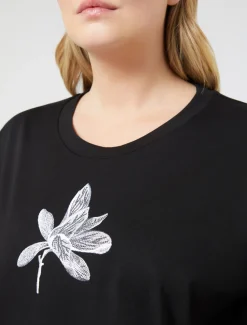 Marina Rinaldi T-shirt brodé en jersey NOIR Fashion