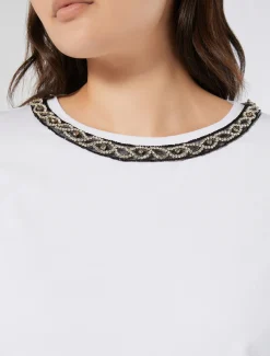 Marina Rinaldi T-shirt brodé en jersey BLANCNEUTRE Online