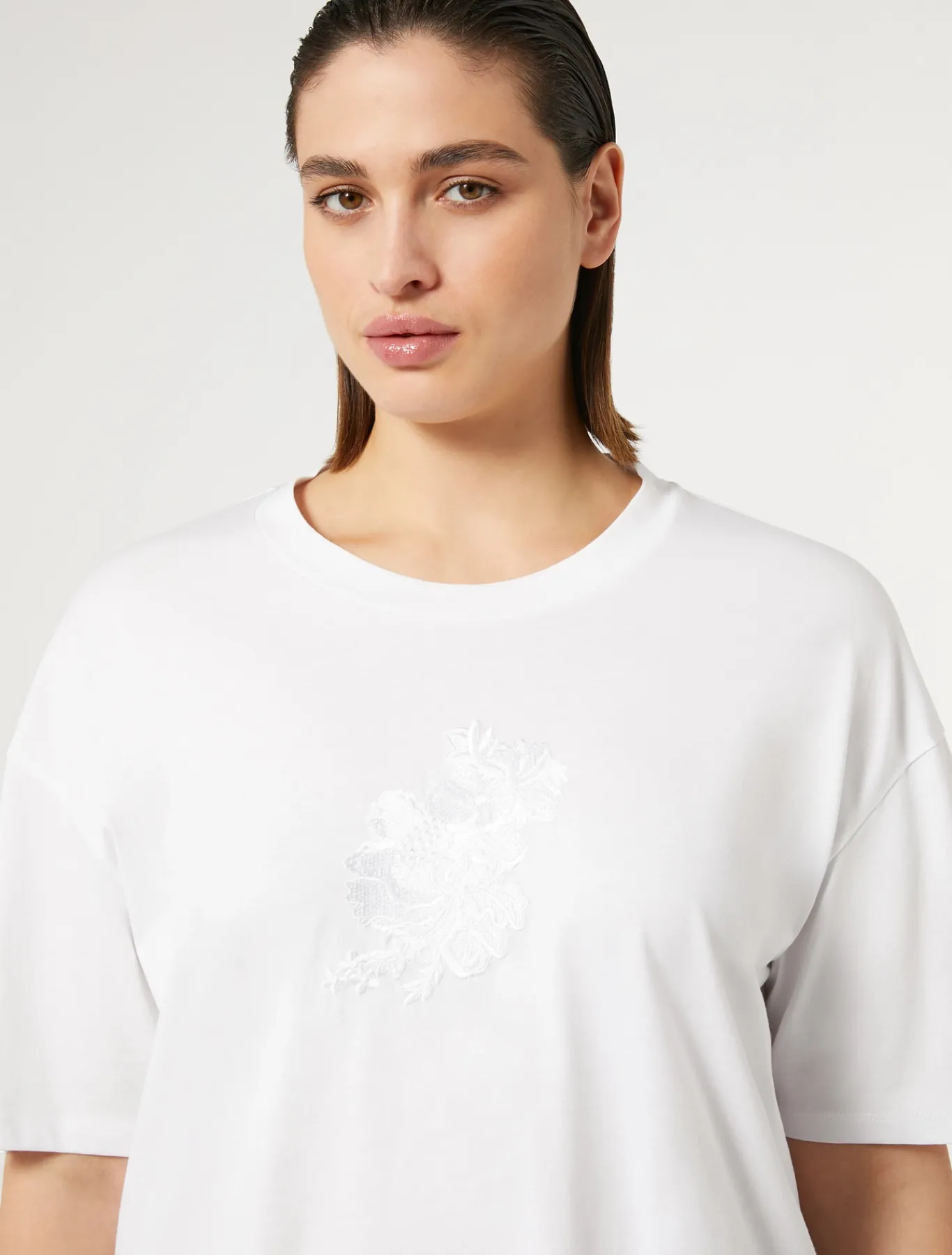 Marina Rinaldi T-shirt brodé en jersey BLANCNEUTRE Clearance