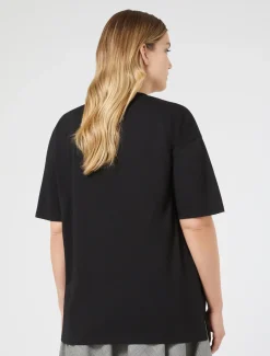Marina Rinaldi T-shirt brodé en jersey NOIR Fashion