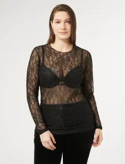 Marina Rinaldi T-shirt en dentelle stretch NOIR Outlet
