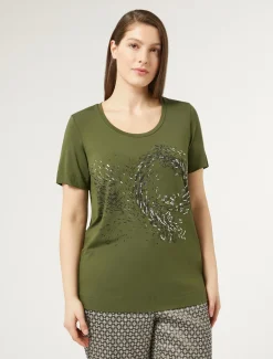 Marina Rinaldi T-shirt en jersey avec broderies VERT Hot