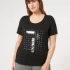 Marina Rinaldi T-shirt en jersey avec broderies NOIR Clearance
