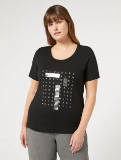 Marina Rinaldi T-shirt en jersey avec broderies NOIR Clearance
