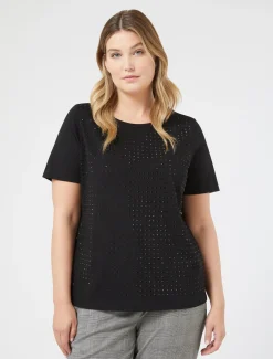 Marina Rinaldi T-shirt en jersey avec strass NOIR Best
