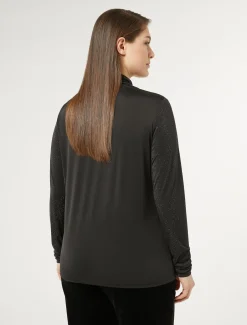 Marina Rinaldi T-shirt en jersey avec strass NOIR Clearance
