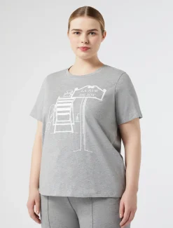 Marina Rinaldi T-shirt en jersey de coton GRISMOYEN Discount