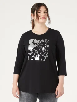 Marina Rinaldi T-shirt en jersey de coton stretch NOIR Discount