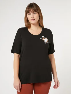 Marina Rinaldi T-shirt en jersey de viscose stretch NOIR Clearance