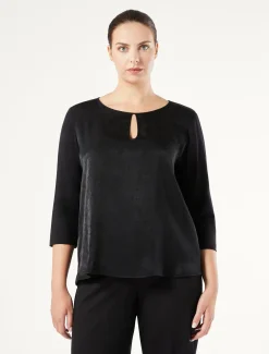 Marina Rinaldi T-shirt en jersey de viscose et satin NOIR Outlet