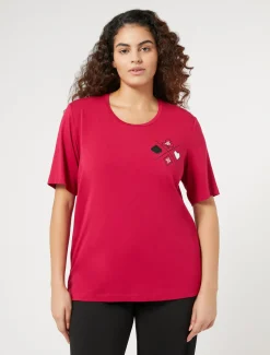 Marina Rinaldi T-shirt en jersey de viscose stretch ROUGE Outlet