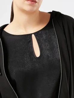 Marina Rinaldi T-shirt en jersey de viscose et satin NOIR Outlet