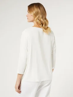 Marina Rinaldi T-shirt en jersey de viscose et satin BLANC Sale