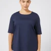 Marina Rinaldi T-shirt en jersey et popeline BLEUET Best
