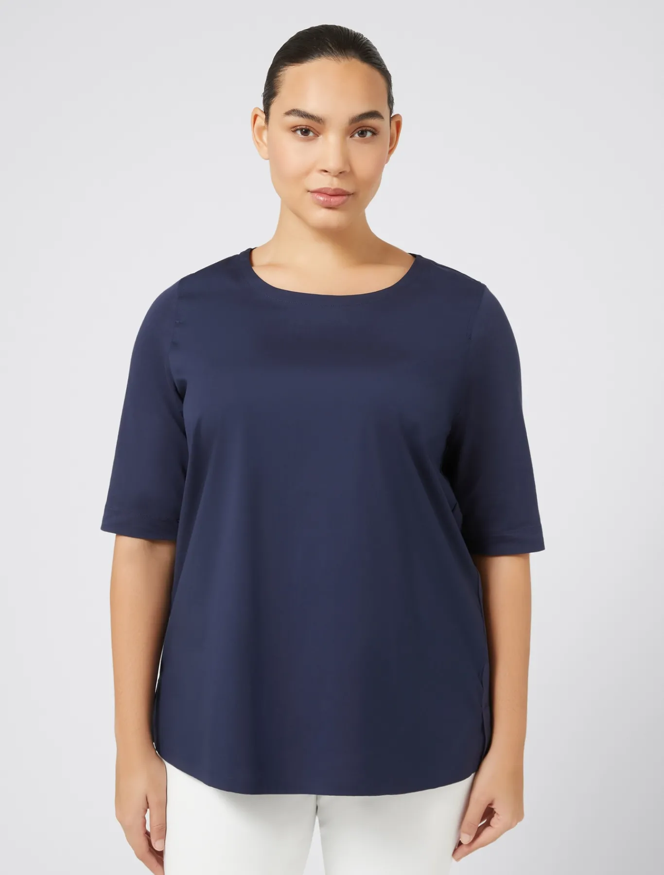 Marina Rinaldi T-shirt en jersey et popeline BLEUET Best