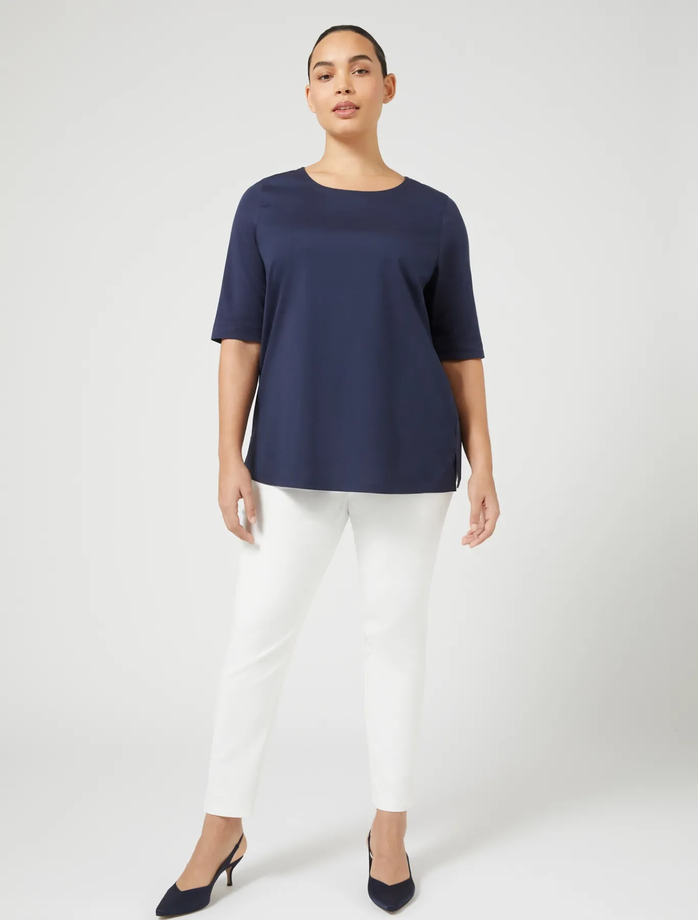 Marina Rinaldi T-shirt en jersey et popeline BLEUET Best