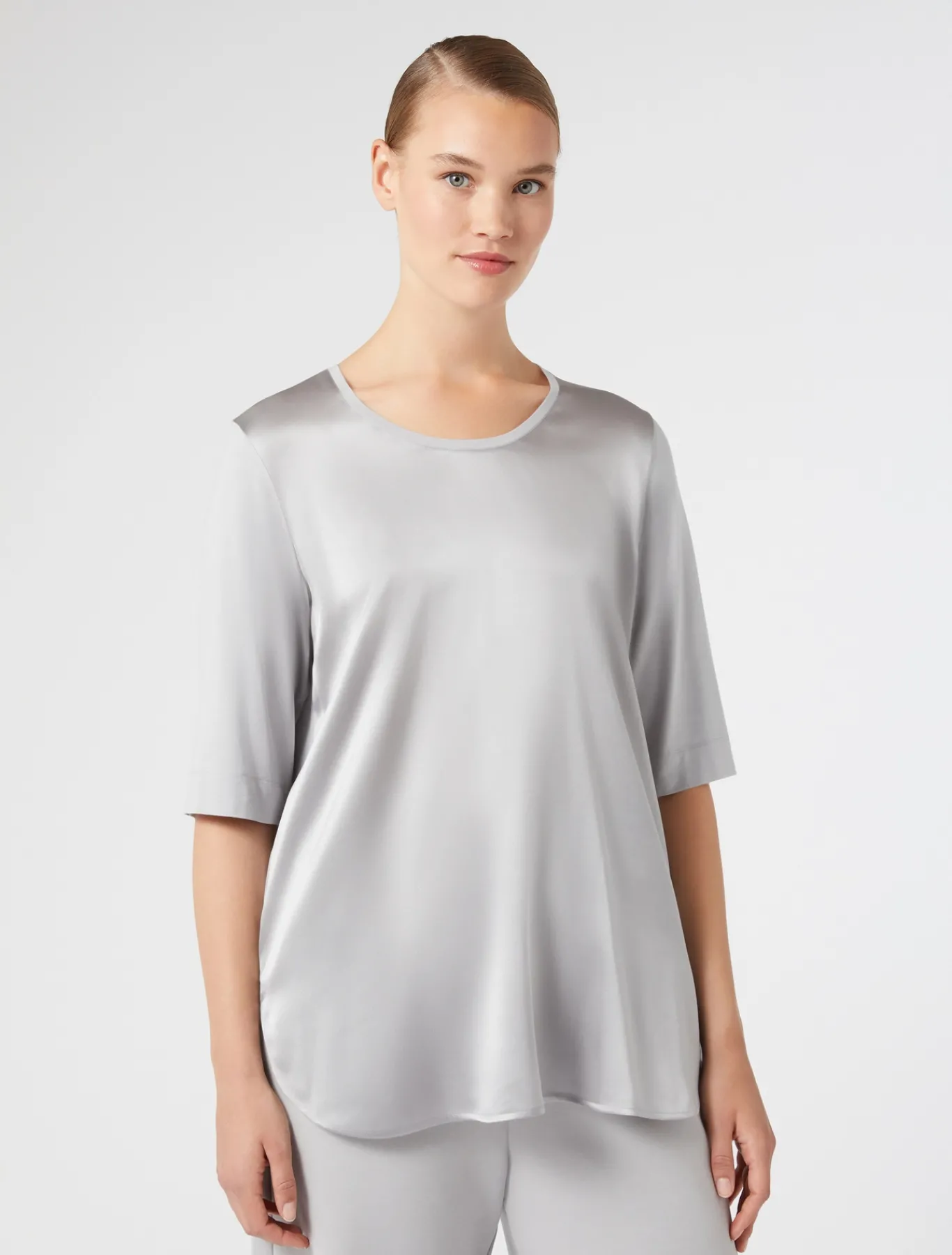 Marina Rinaldi T-shirt en jersey et satin GRISCLAIR Clearance